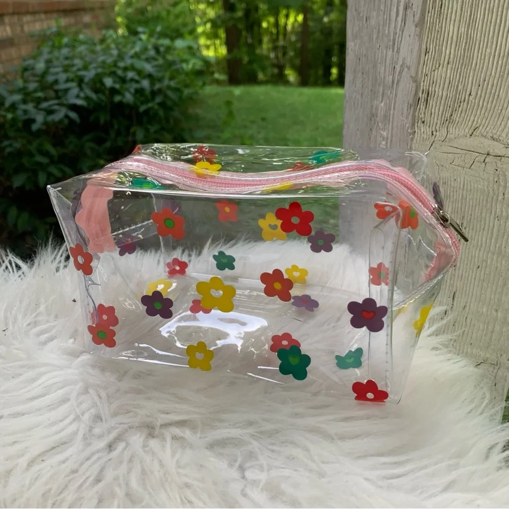 Flower Print Clear Makeup Bag